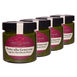 Pesto Genovese -Basilikum Pesto vegan- 4 x 160 g Quadro-Pack
